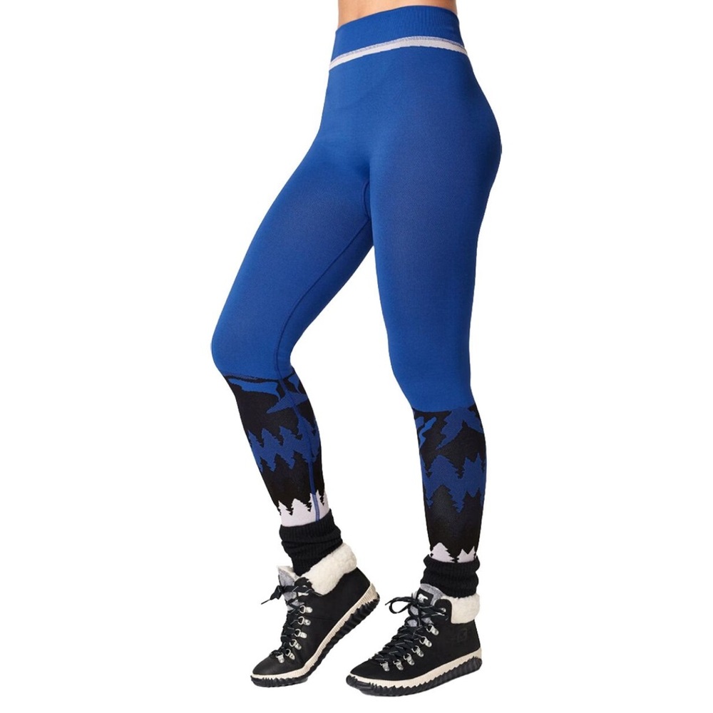 Sweaty Betty Mountain Betty Ski Base Layer in Blue Mountain Fade Jacquard NWOT